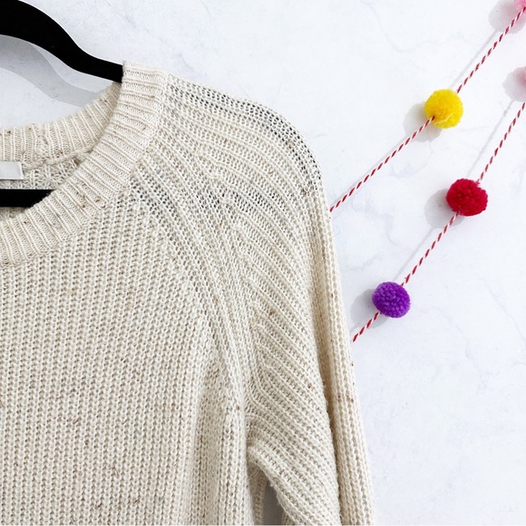 Madewell SMALL Cream Speckled Curved Hem Sweater Dress in Donegal Pearl - Picture 3 of 12